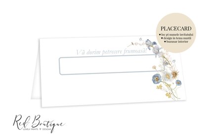 placecard cu buzunar si flori de camp