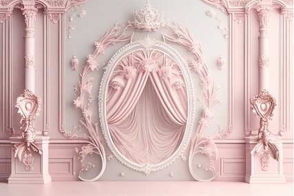fundal pentru poze cu interior cu perete decorativ roz pastel