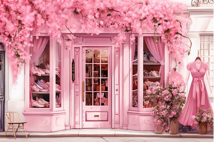 panou foto cu magazin roz de haine si rochii pentru sedinte foto barbie