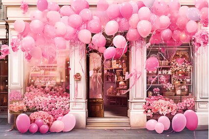 fundaluri foto pentru sedinte foto tema barbie cu baloane si magazin roz