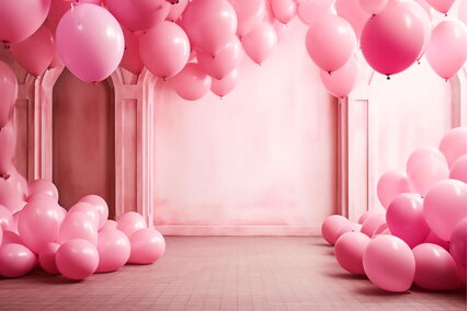 panouri pentru sedinte foto roz cu barbie si baloane roz pastel