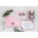 invitatie de nunta roz pastel cu anemone si frunze verzi