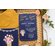 invitatie de nunta vintage postcard cu albastru inchis si flori roz in detaliu