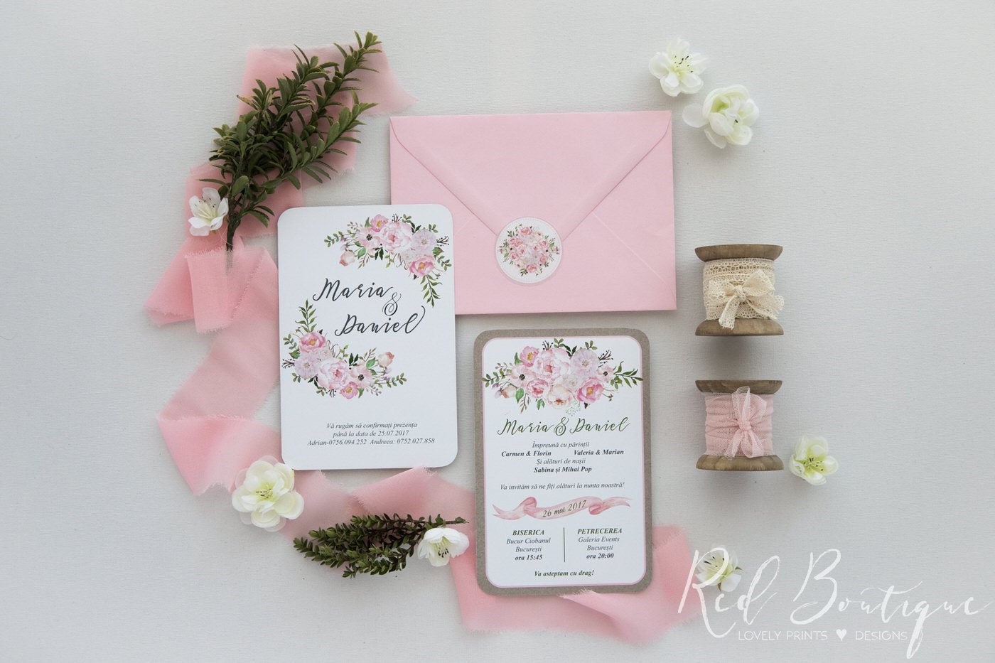 Invitatie De Nunta Pink Florals